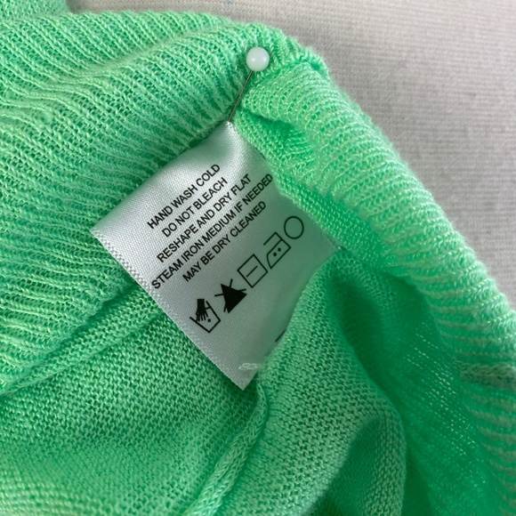 Olivia Sky Womens Sweater Medium Bright Green Linen Rayon Lightweight Pullover - Picture 10 of 10